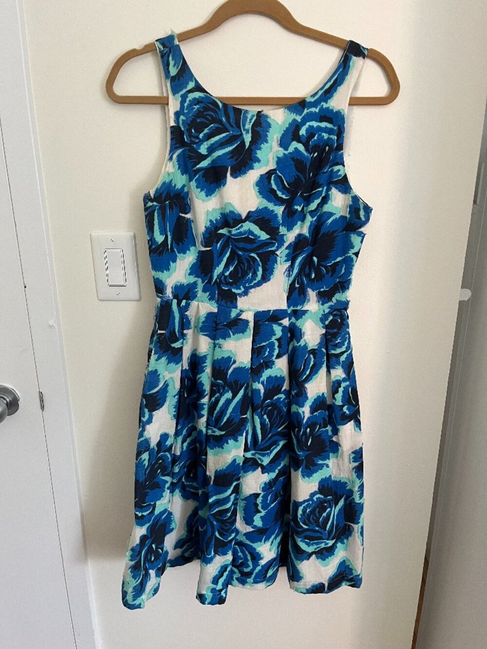 Anthropologie Blue Floral Midi Dress